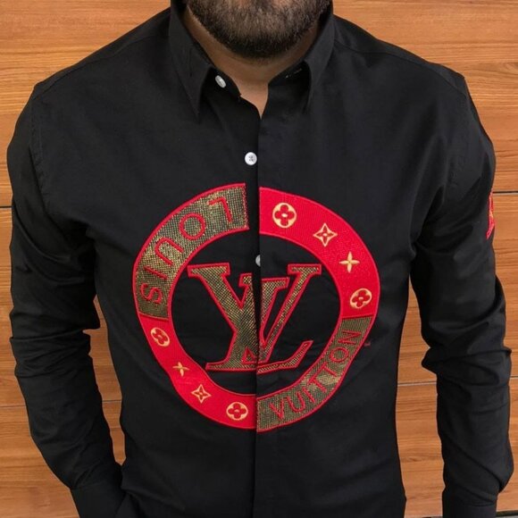 Blk LV Mens Dress Shirt - Picture 1 of 5